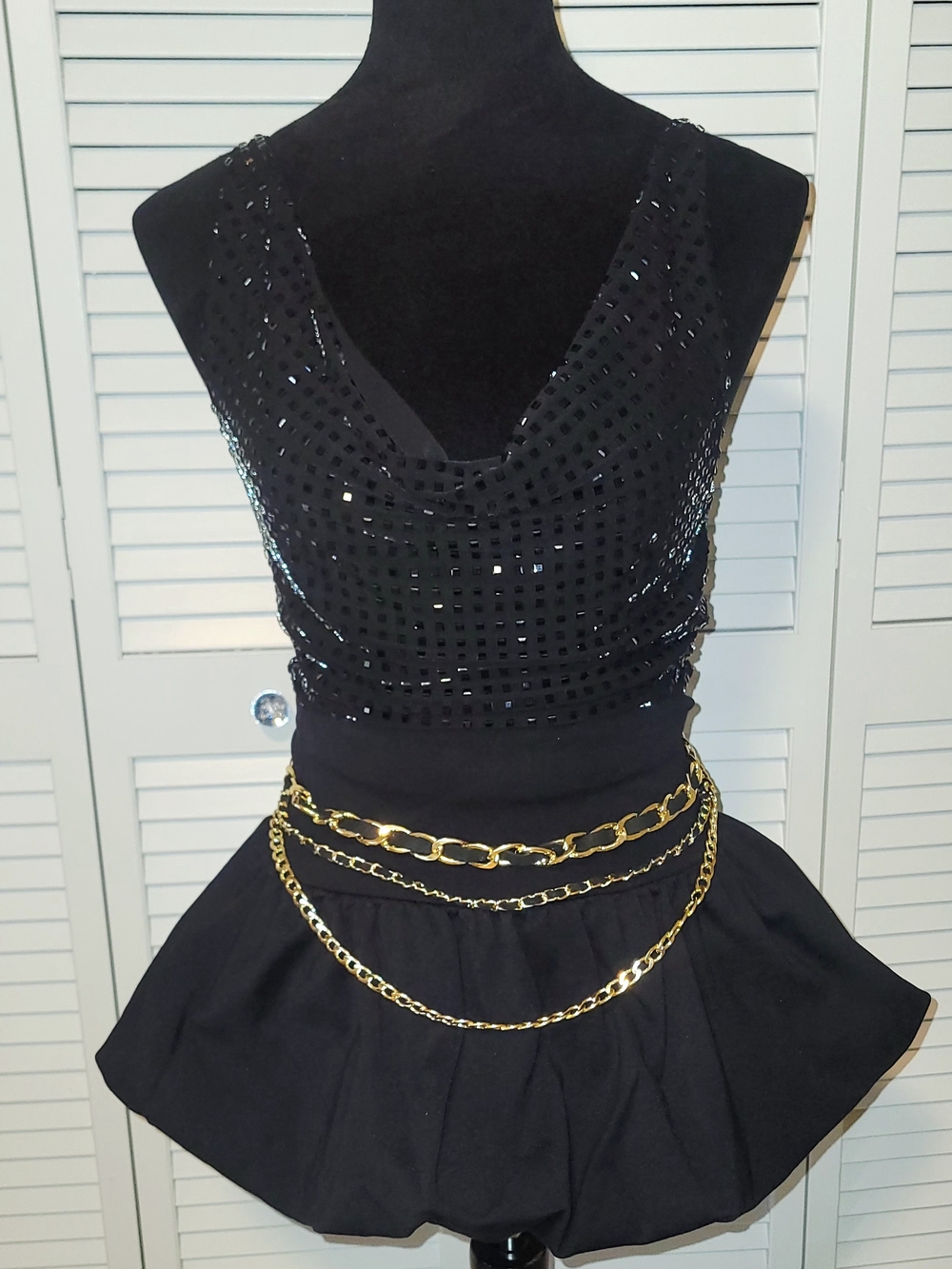 Bebe Black Gold Adjustable Chain Belt
